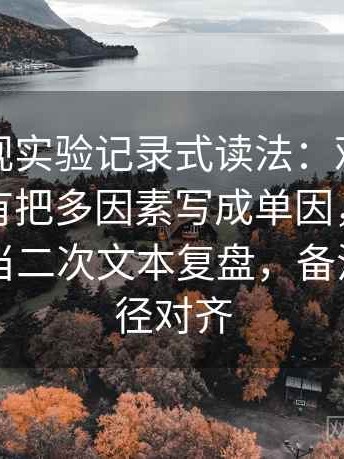 神马影视实验记录式读法：观察这段话有没有把多因素写成单因，操作把评论区当二次文本复盘，备注先把口径对齐